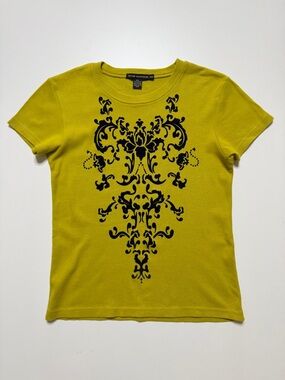 Vintage Club Monaco Felt Graphic Short Sleeve Top Womens Medium